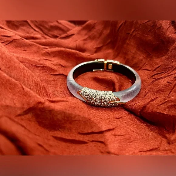 Alexis Bittar- Authentic Rare Gray Lucite & Crystal Hinge Bracelet